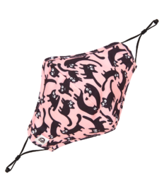 Vrolijk antibacterieel mondkapje Roze katten – medium