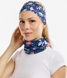 Veselá funkčná čelenka Fialové kvety