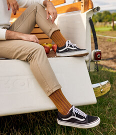 Bordeaux & geel jacquard-sokken