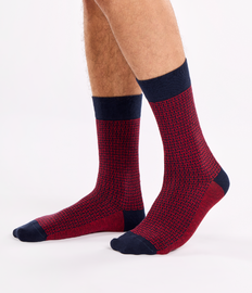 Blauwe & rood jacquard-sokken