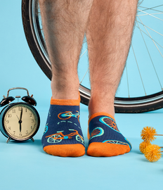 Vrolijke sneakersokken Oranje fiets