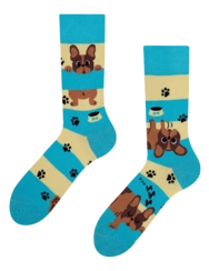 Chaussettes rigolotes Chiens et rayures