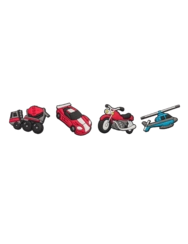 Odczepiane ozdoby dla dzieci, 4 szt. Pojazdy