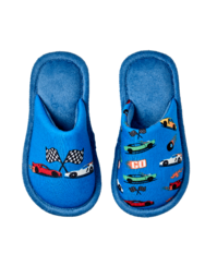 Vidám gyerek házi papucs Száguldó autók