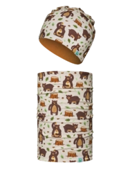 Veselá souprava dětské čepice a nákrčníku Hladový méďa