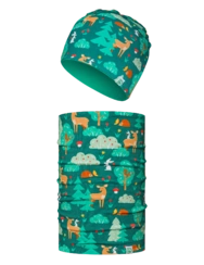 Veselá súprava detskej čiapky a nákrčníka Lesní kamaráti