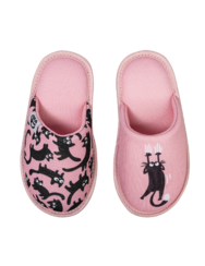 Chinelos alegres de criança Gatos Rosa