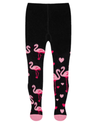 Весел детски чорапогащник Фламинго и сърца