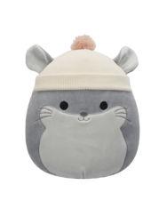 Squishmallows Camilo il cincillà grigio con berretto beige, 20 cm