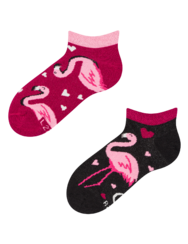 Весели детски къси чорапи Фламинго и сърца