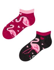 Veselé detské členkové ponožky Plameniaky a srdiečka