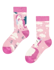 Veselé dětské teplé ponožky Jednorožec se šálou