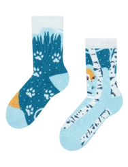 Veselé detské teplé ponožky Líška v zime