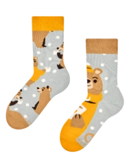 Veselé detské teplé ponožky Macko a čaj