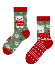 Весели топли детски чорапи Мечка с шал