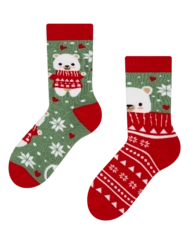 Veselé detské teplé ponožky Medveď v šáli