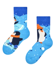 Veselé dětské teplé ponožky Tučňáci na bruslích