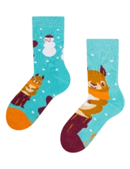 Veselé detské teplé ponožky Zimná veverička