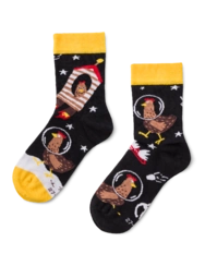 Veselé dětské ponožky Slepice kosmonautka