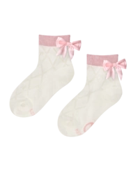 Chaussettes cutecore pour filles Nœud rose