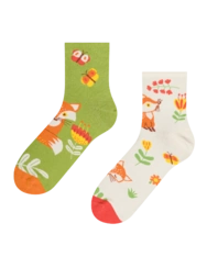 Chaussettes mi-mollet rigolotes Renard et Papillons Chaussettes mi-mollet rigolotes Renard et Papillons
