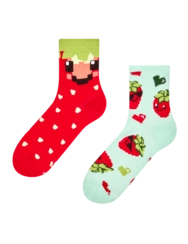 Veselé lýtkové ponožky Pixelové jahody
