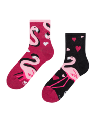 Весели дълги чорапи Фламинго и сърца