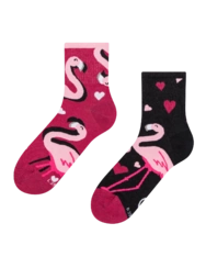 Veselé Lýtkové ponožky Plameniaky a srdiečka
