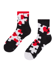 Veselé Lýtkové ponožky Puzzle so srdiečkami