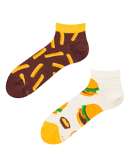 Veselé kotníkové ponožky Burger a hranolky