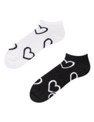 Veselé kotníkové ponožky Černobílé srdce