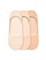 Памучни невидими чорапи, 3 чифта, класически бежови