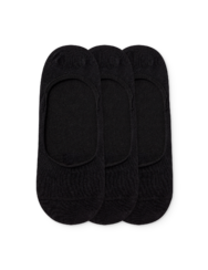 Памучни невидими чорапи, 3 чифта, класически черни