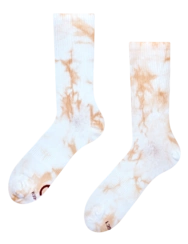 Chaussettes côtelées tie-dye beige