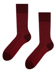 Hnědo-červené vzorované ponožky