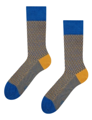 Modro-žluté vzorované ponožky