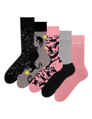 Päťbalenie veselých ponožiek Ružové mačky