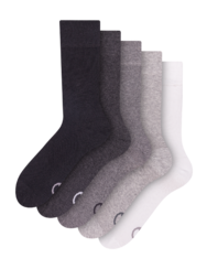 Meias Normais Pack de 5 Preto e Branco Clássicas