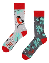 Veselé teplé ponožky Červený vtáčik