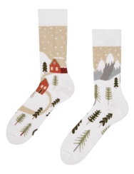 Veselé teplé ponožky Snehová krajina