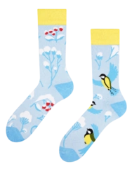 Veselé teplé ponožky Zimný vtáčik
