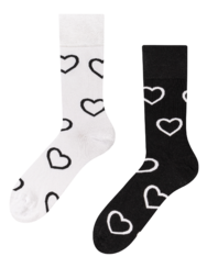 Весели бамбукови чорапи Черни и бели сърца