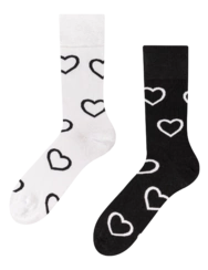 Veselé bambusové ponožky Čiernobiele srdcia
