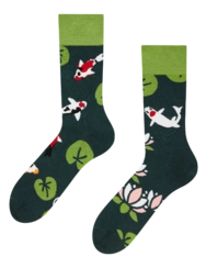 Veselé bambusové ponožky Rybky koi a lekná