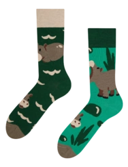 Chaussettes rigolotes Hippopotame nageant Chaussettes rigolotes Hippopotame nageant