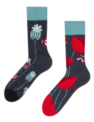 Vidám zokni Katica és piros pipacsok