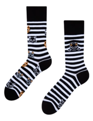 Veselé ponožky Mačky a pruhy