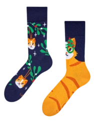 Veselé ponožky Vianočná mačka