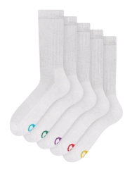 Päťbalenie športových ponožiek Biely Klasik