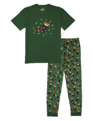 Veselé pánske pyžamo Panda Červená